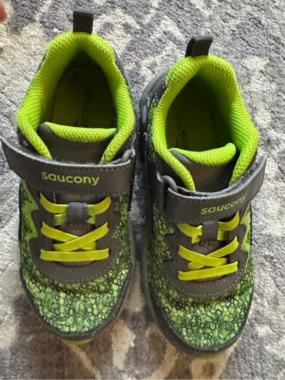 Saucony Kids Lime Green and Gray Hook-and-Loop Sneakers